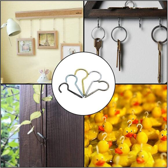 12PCS Blue Color Zinc Plated 3.55 Inch Open Eye Screw Metal Cup Hooks Round End - Picture 5 of 10